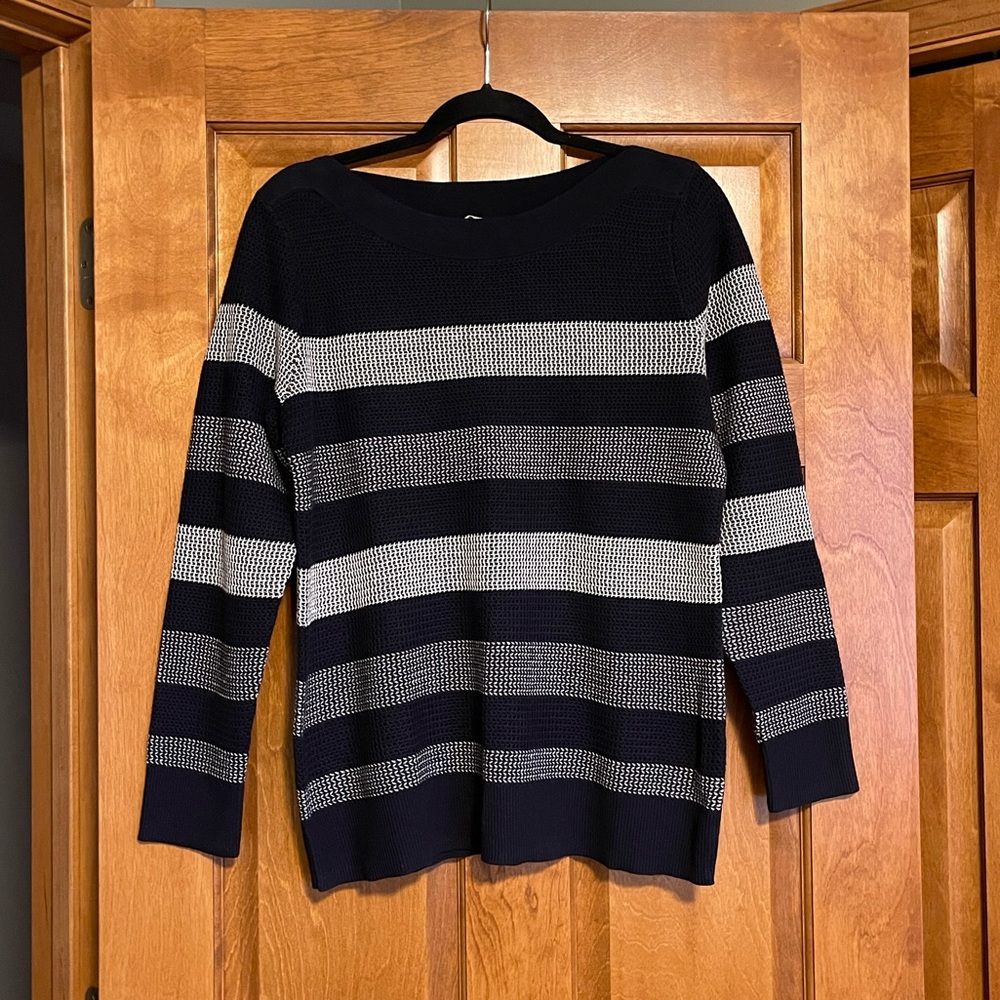 Blue and white stripes sweater